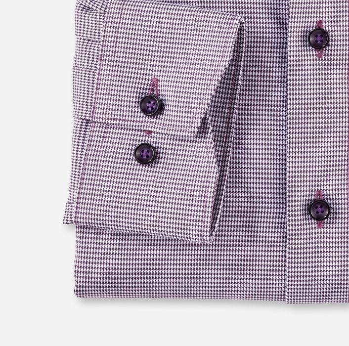 Olymp Camicia olymp a quadrettini prugna modern fit con taschino Offerte