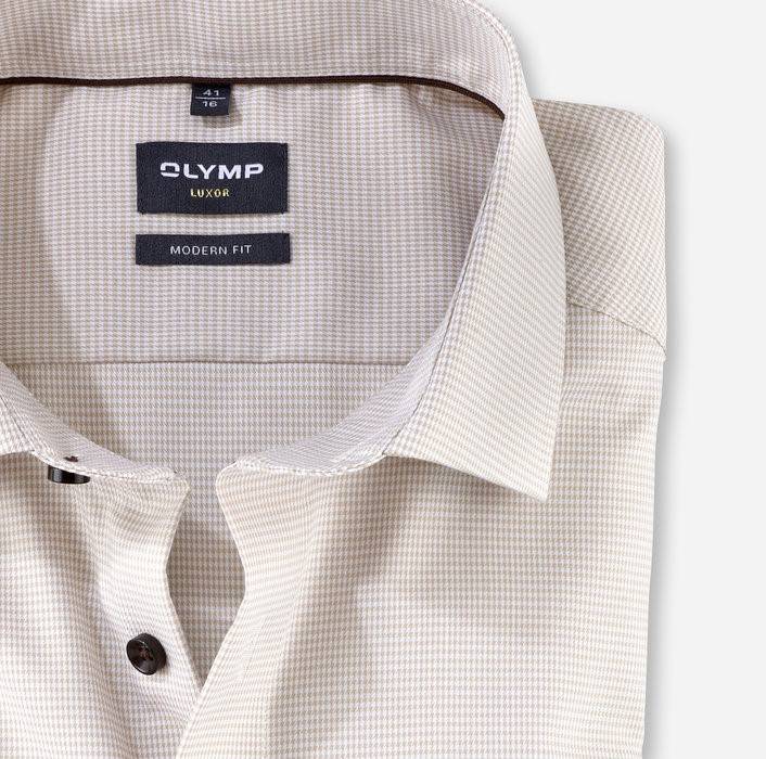 Olymp Camicia olymp a quadrettini beige modern fit con taschino Hotsell