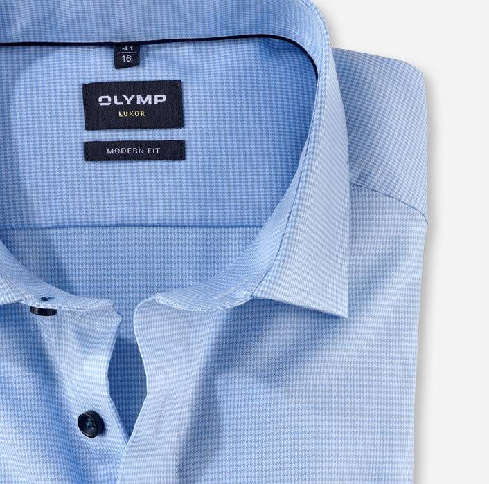 Olymp Camicia olymp a quadrettini celeste modern fit con taschino Vendita Calda