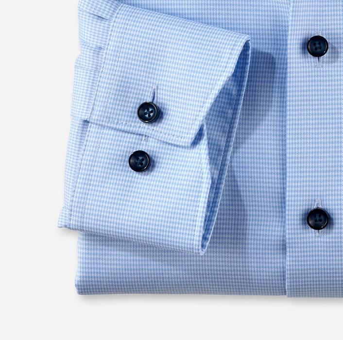Olymp Camicia olymp a quadrettini celeste modern fit con taschino Vendita Calda