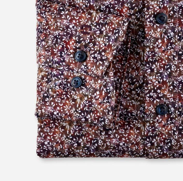 Olymp Camicia olymp fantasia floreale prugna modern fit Vendita Economica