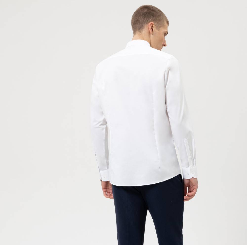 Olymp Camicia olymp bianca slim fit cotone twill stretch facile stiro In Saldo