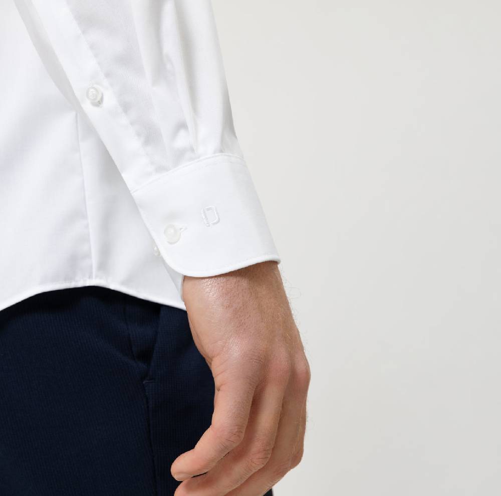 Olymp Camicia olymp bianca slim fit cotone twill stretch facile stiro In Saldo