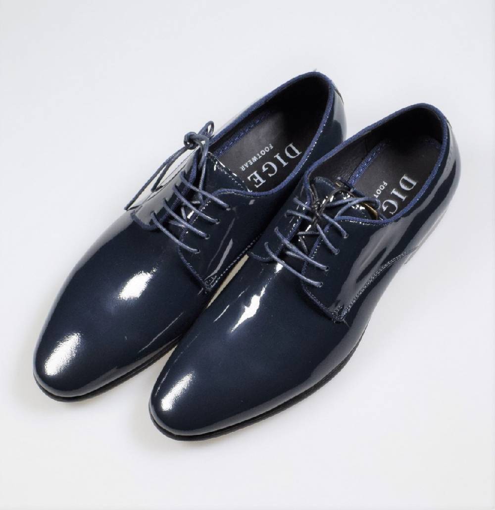 Digel Scarpa elegante da cerimonia blu digel in vera pelle verniciata Convenienza