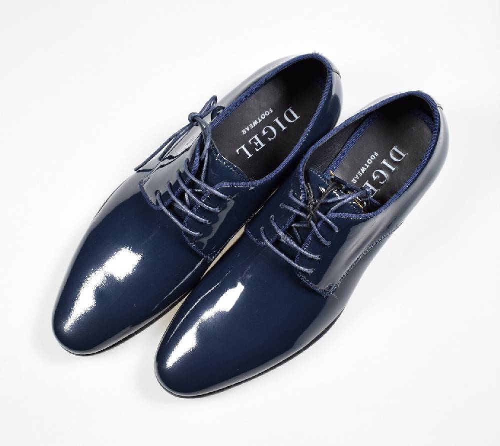 Digel Scarpa elegante da cerimonia blu digel in vera pelle verniciata Convenienza