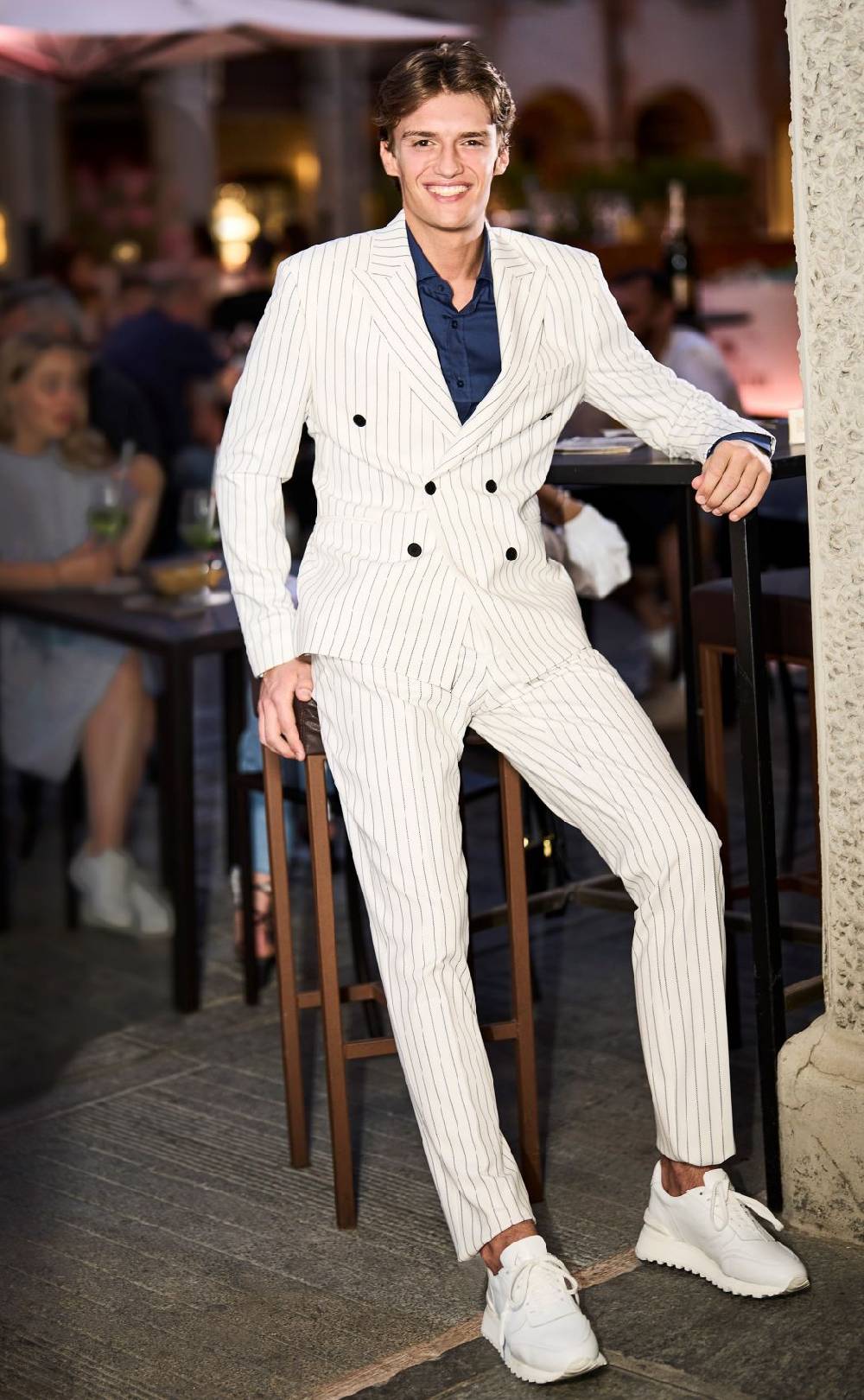 Musani Milano Cerimonia Abito musani gessato a doppio petto slim fit Presa