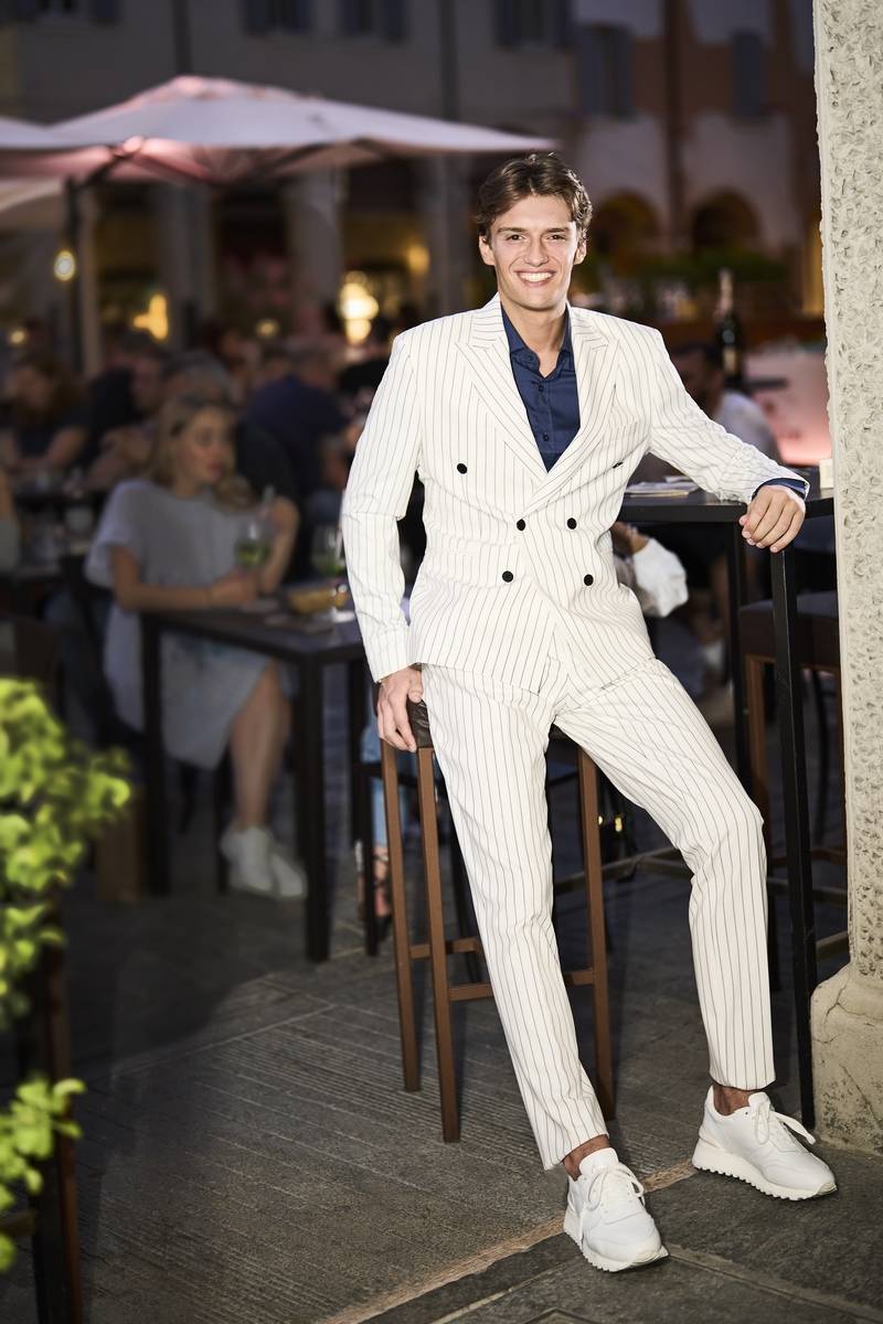 Musani Milano Cerimonia Abito musani gessato a doppio petto slim fit Presa