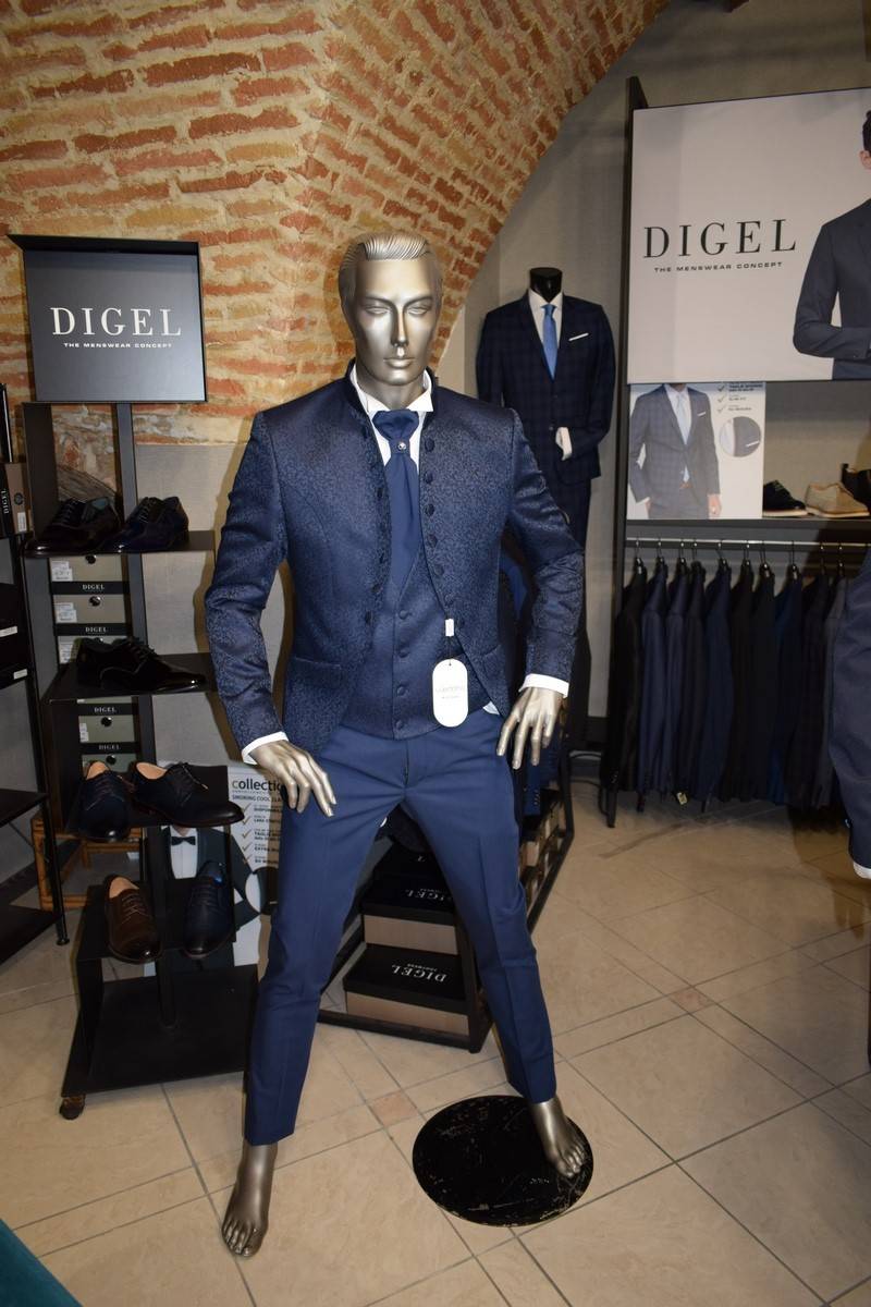 Musani Milano Cerimonia Abito musani blu damascato slim fit Sconto