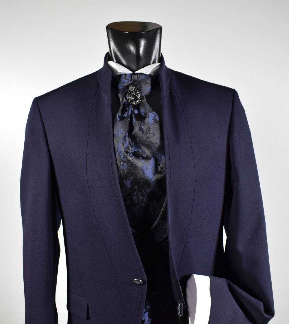 Musani Milano Cerimonia Abito blu musani cerimonia slim fit con panciotto e cravatta Outlet