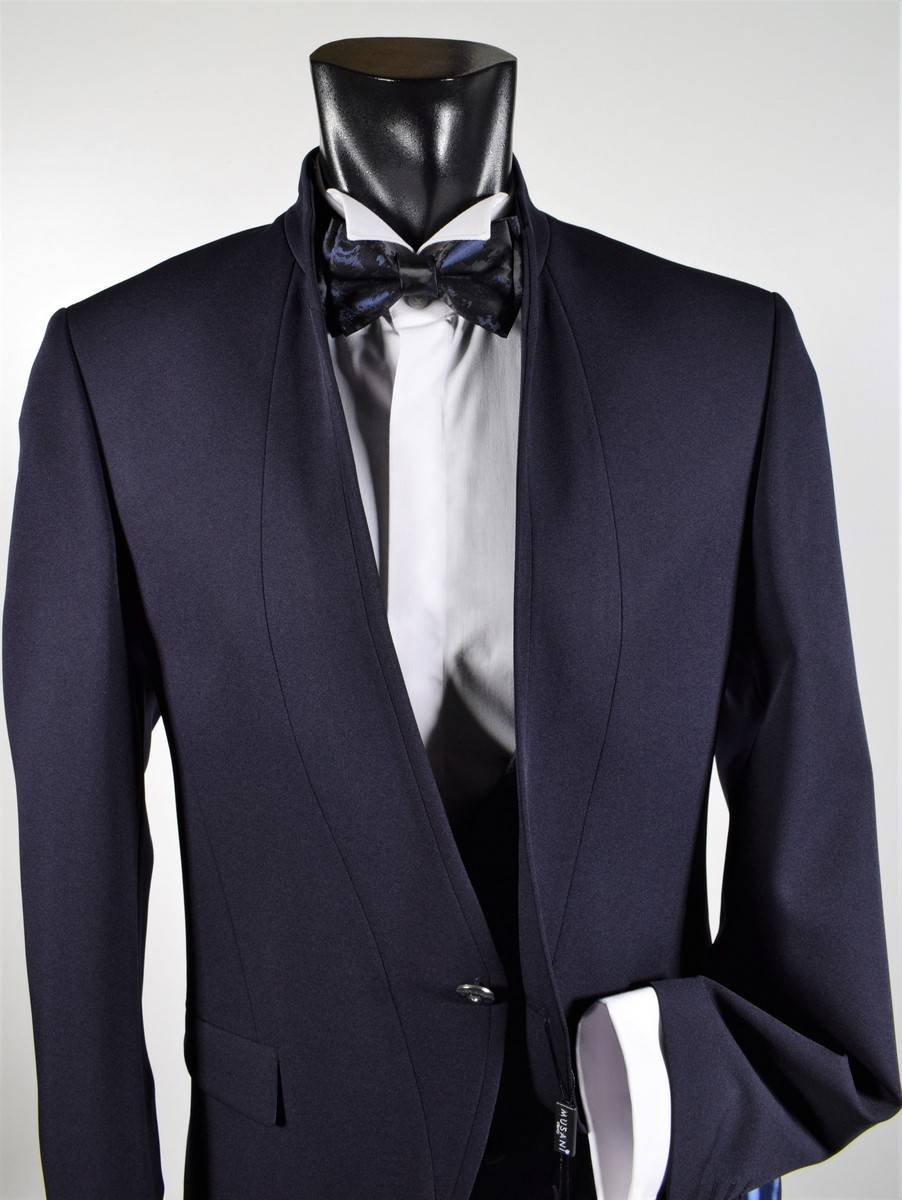 Musani Milano Cerimonia Abito blu musani cerimonia slim fit con panciotto e cravatta Outlet