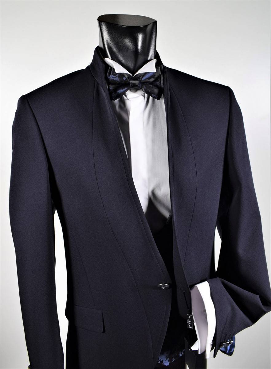 Musani Milano Cerimonia Abito blu musani cerimonia slim fit con panciotto e cravatta Outlet