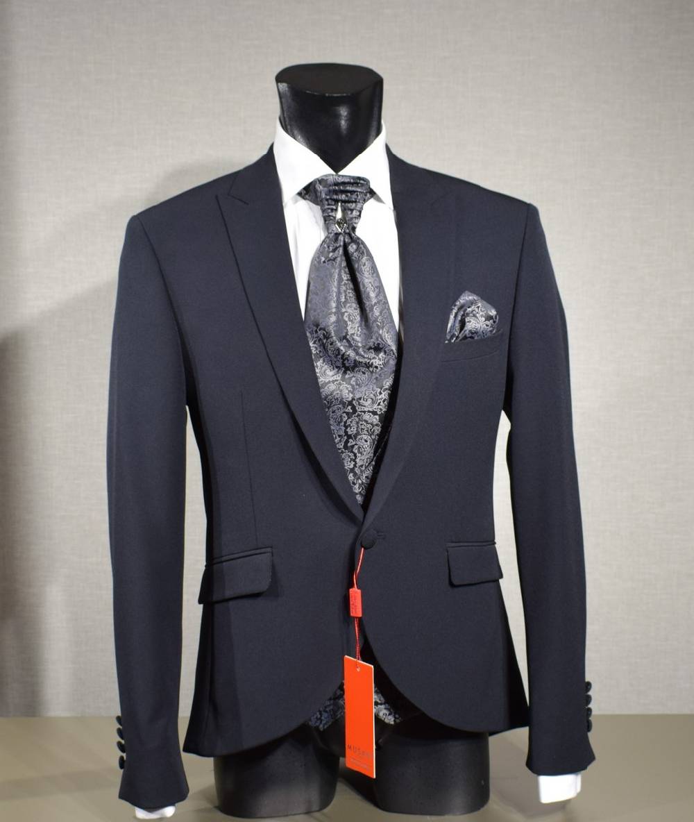 Musani Milano Cerimonia Abito elegante nero musani cerimonia slim fit con panciotto In Vendita