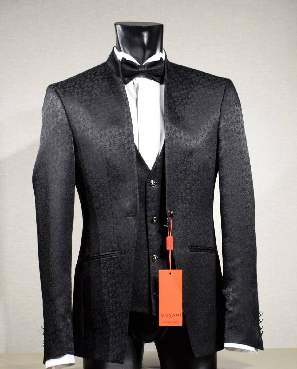 Musani Milano Cerimonia Abito musani cerimonia nero damascato slim fit Saldi