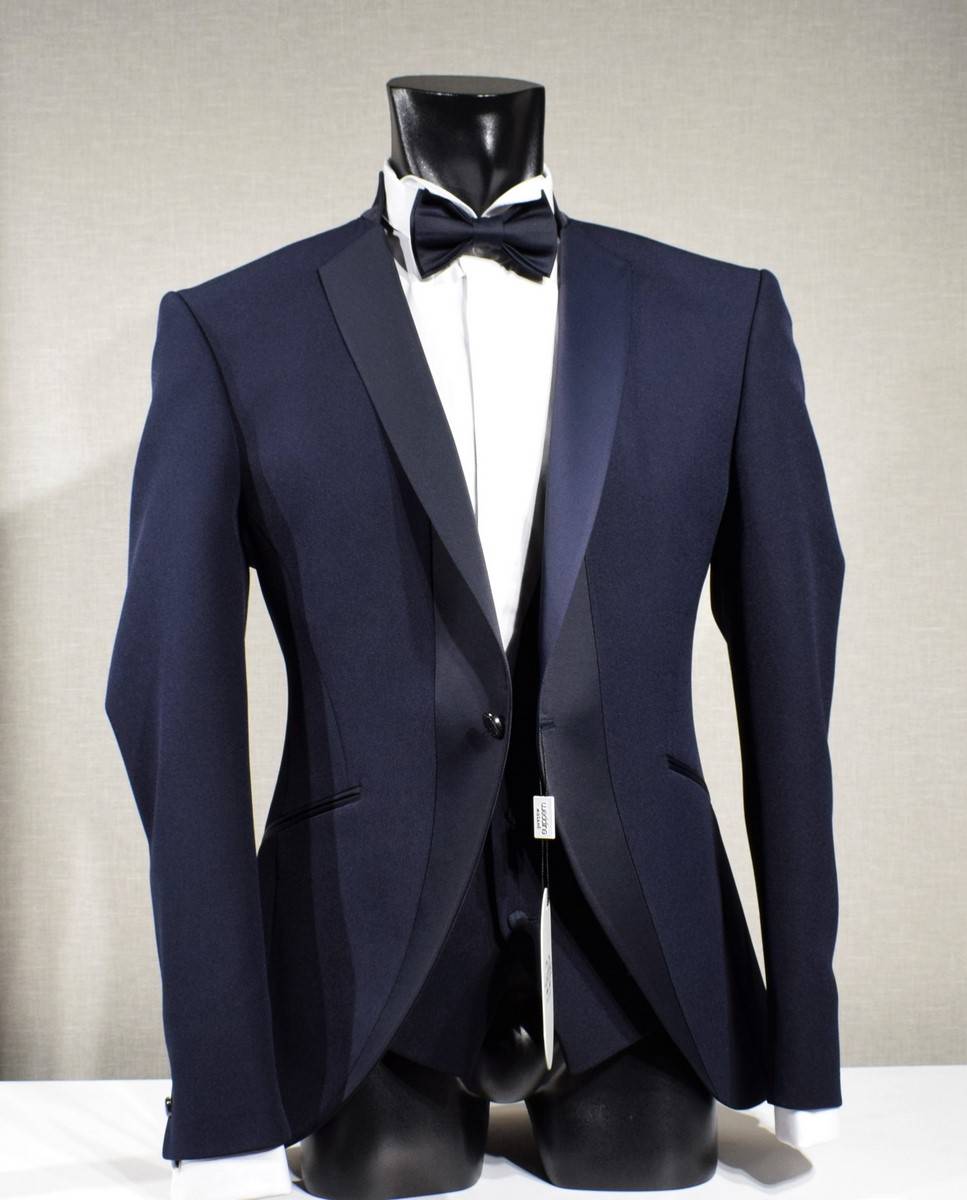 Musani Milano Cerimonia Abito smoking moderno blu musani slim fit Saldi Di Fabbrica