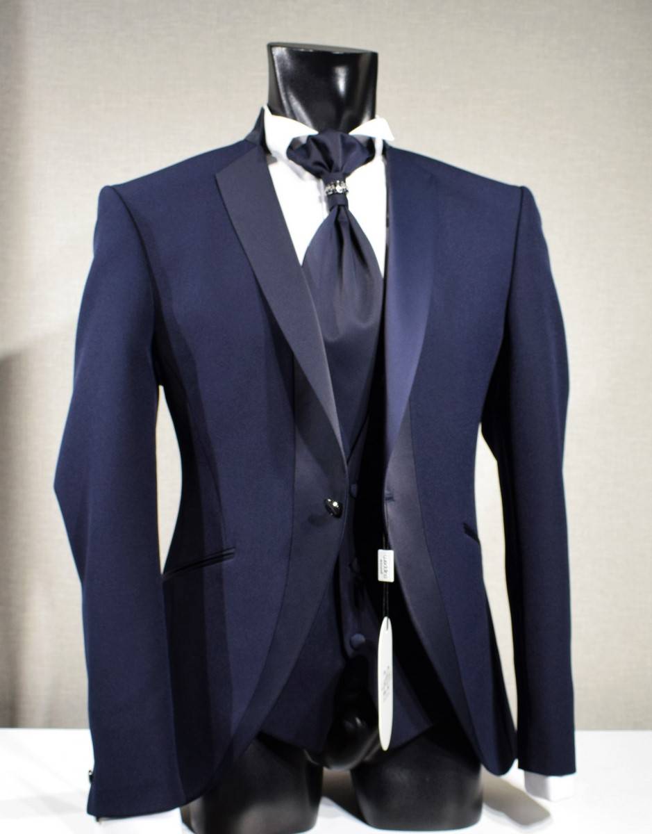 Musani Milano Cerimonia Abito smoking moderno blu musani slim fit Saldi Di Fabbrica