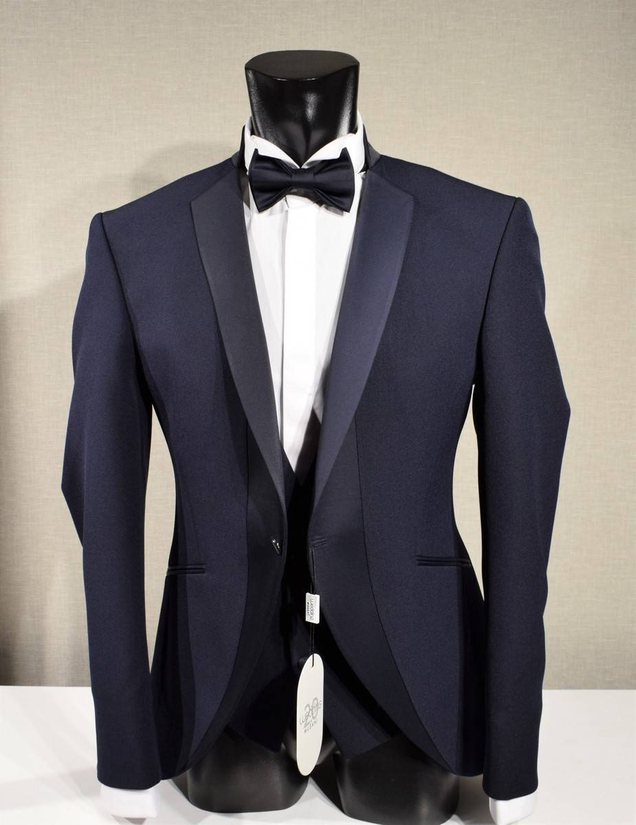 Musani Milano Cerimonia Abito smoking moderno blu musani slim fit Saldi Di Fabbrica