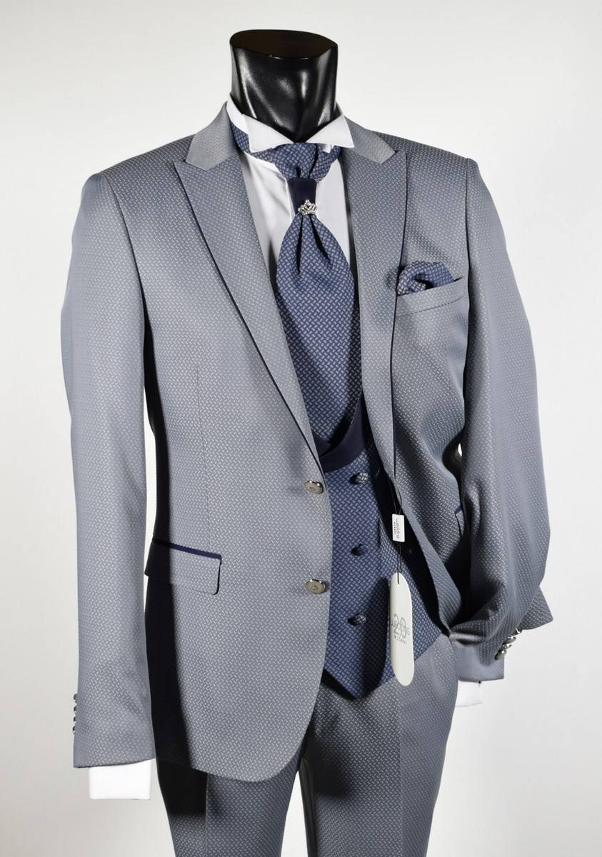 Musani Milano Cerimonia Abito musani cerimonia grigio chiaro slim fit con petto a lancia I Più Venduti