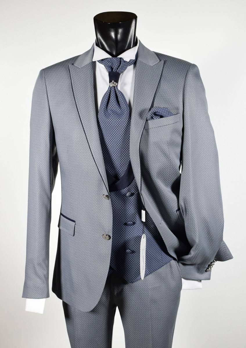 Musani Milano Cerimonia Abito musani cerimonia grigio chiaro slim fit con petto a lancia I Più Venduti