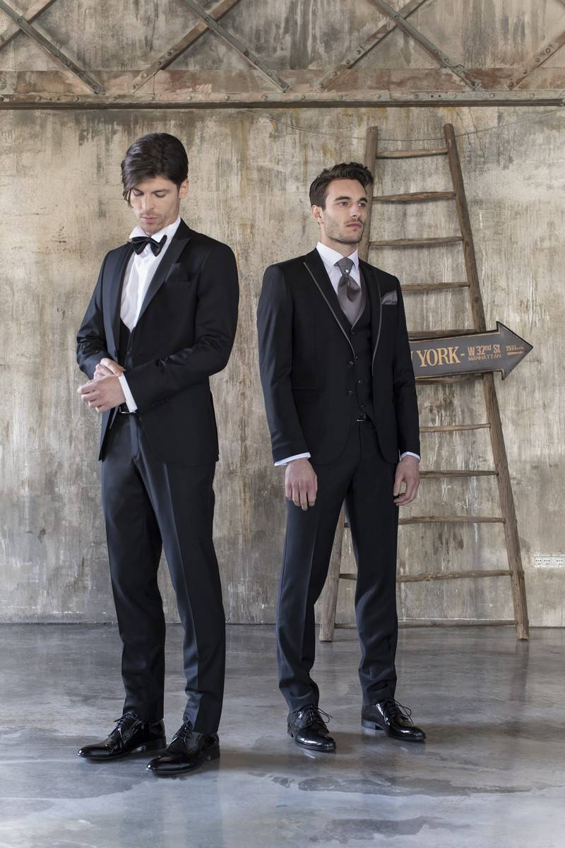 Musani Milano Cerimonia Smoking con panciotto nero slim fit musani cerimonia Vendite Flash