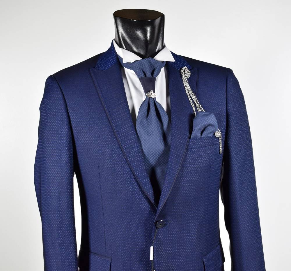 Musani Milano Cerimonia Abito musani cerimonia bluette slim fit con petto a lancia Negozio