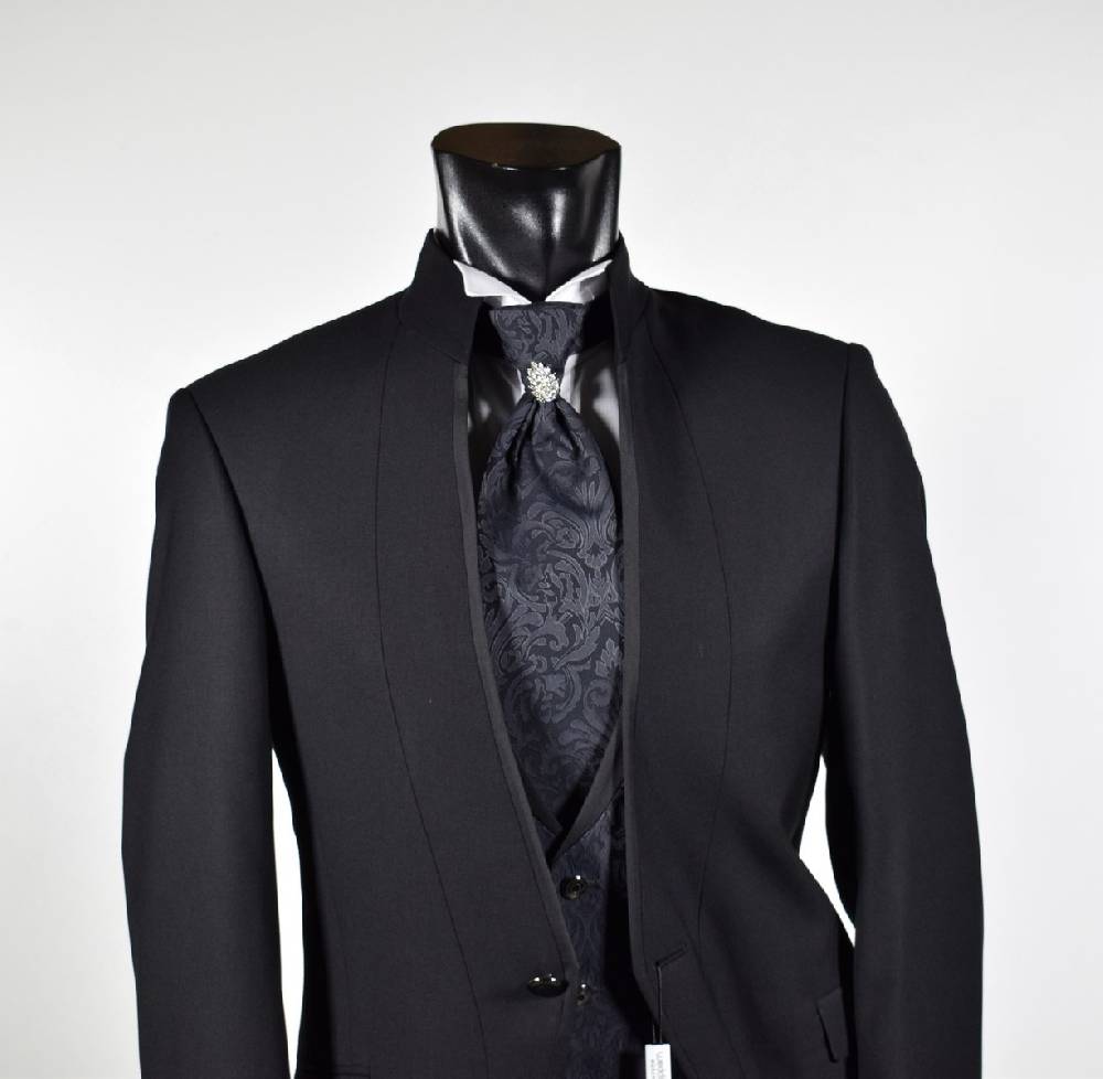 Musani Milano Cerimonia Abito nero slim fit musani cerimonia modello alla coreana In Saldo