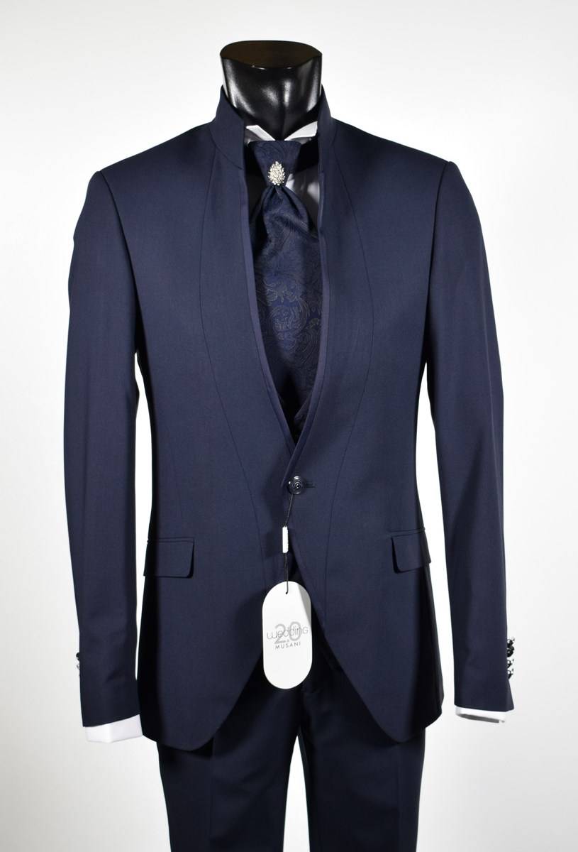 Musani Milano Cerimonia Abito blu slim fit musani milano modello alla coreana Nuova