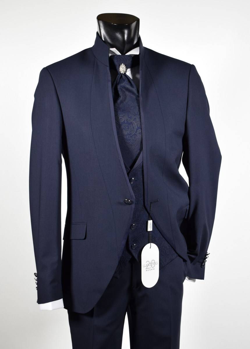 Musani Milano Cerimonia Abito blu slim fit musani milano modello alla coreana Nuova
