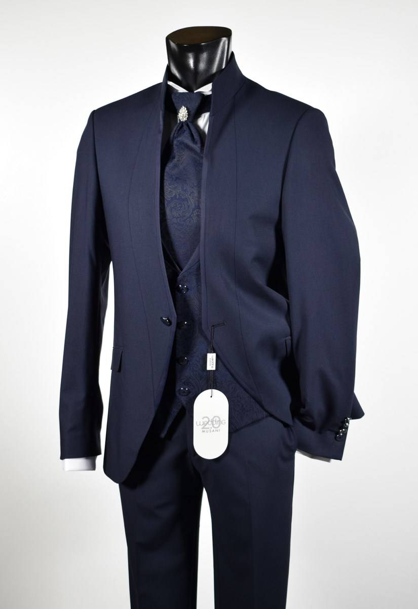 Musani Milano Cerimonia Abito blu slim fit musani milano modello alla coreana Nuova