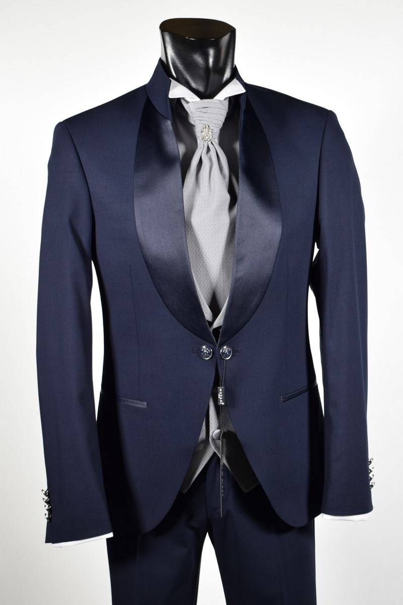 Musani Milano Cerimonia Abito musani cerimonia blu modello coreano slim fit Moda