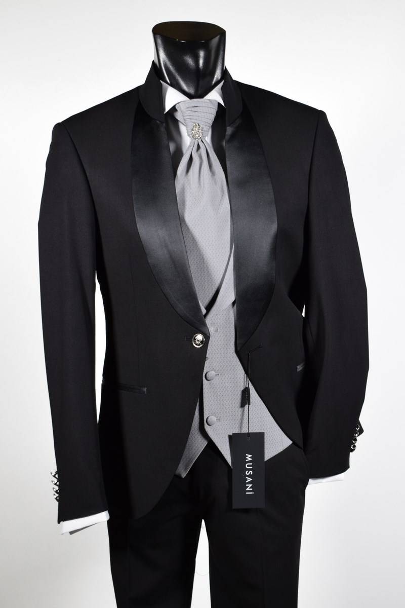 Musani Milano Cerimonia Abito nero musani cerimonia modello coreano slim fit 2025