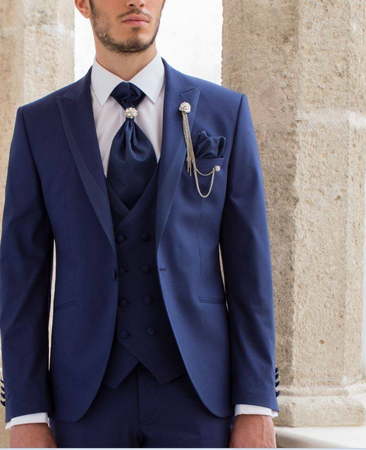 Musani Milano Cerimonia Abito bluette slim fit musani cerimonia completo di panciotto cravatta camicia Italy
