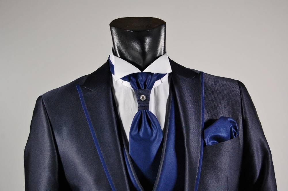 Musani Milano Cerimonia Abito da sposo slim fit musani cerimonia in colore blu e nero Nuovo