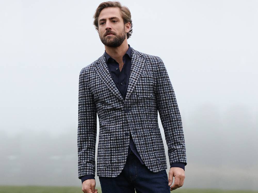 Digel Giacca blazer a quadretti modern fit digel sfoderata in jersey