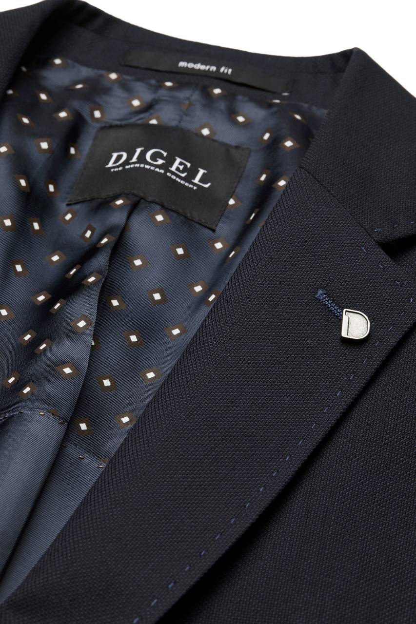 Digel Giacca blu scuro digel drop quattro corto lana marzotto con tasche a toppa Qualità Garantita