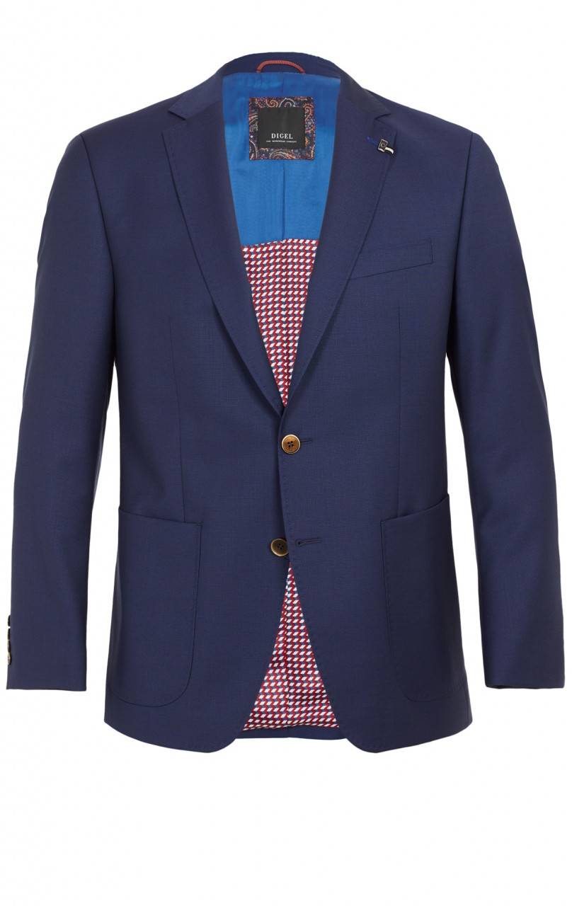 Digel Giacca blu marine digel drop quattro corto lana marzotto con tasche a toppa