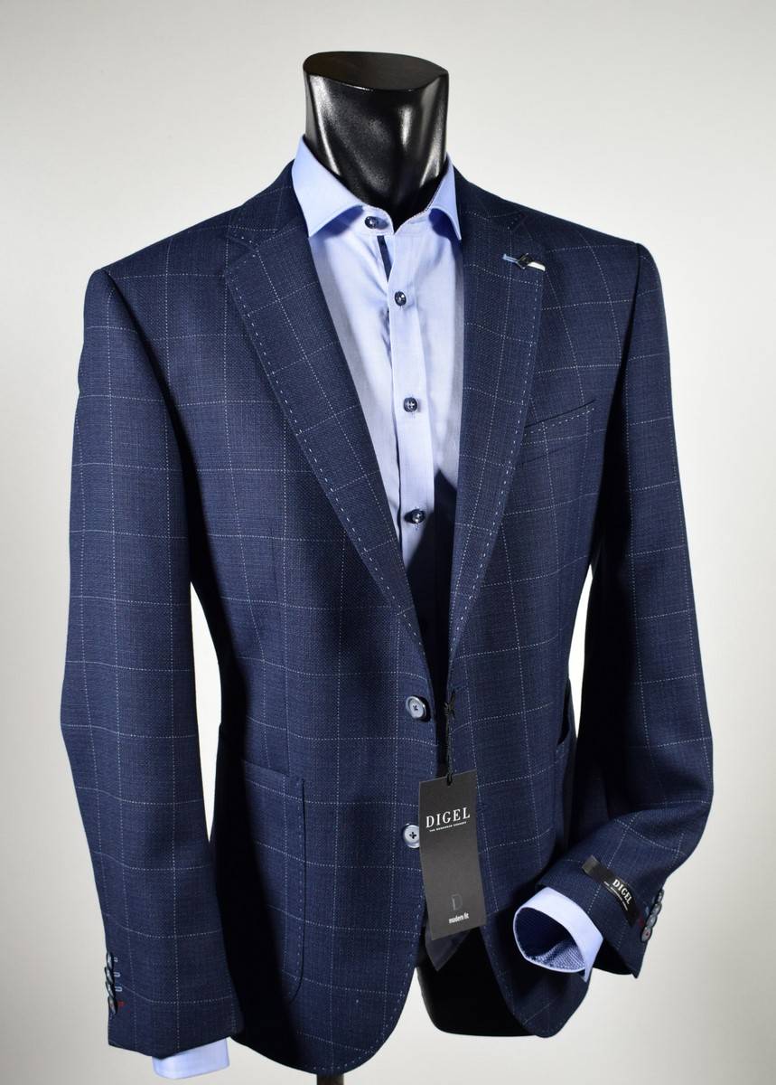 Digel Giacca blu a quadri digel drop sei modern fit Consegna Veloce