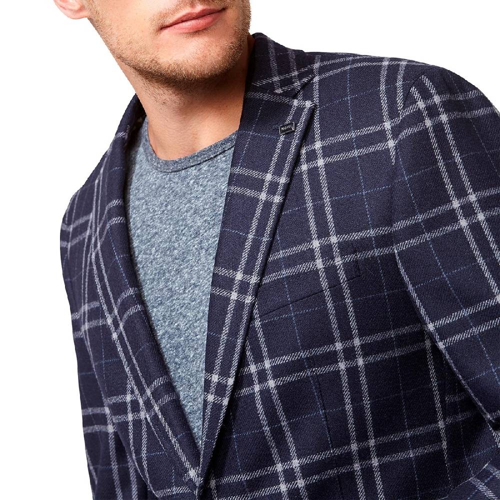Digel Giacca moda slim fit digel in misto lana blu a quadri Fino Al -60%