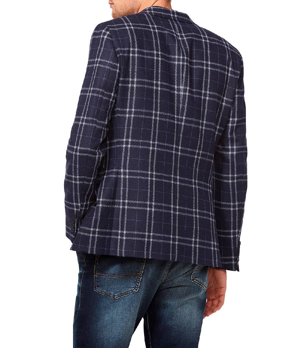 Digel Giacca moda slim fit digel in misto lana blu a quadri Fino Al -60%