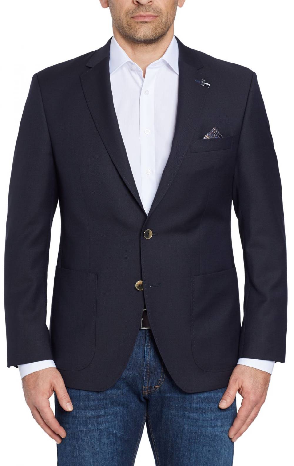 Digel Giacca blu scuro digel in pura lana vergine marzotto con tasche a toppa Shopping Online