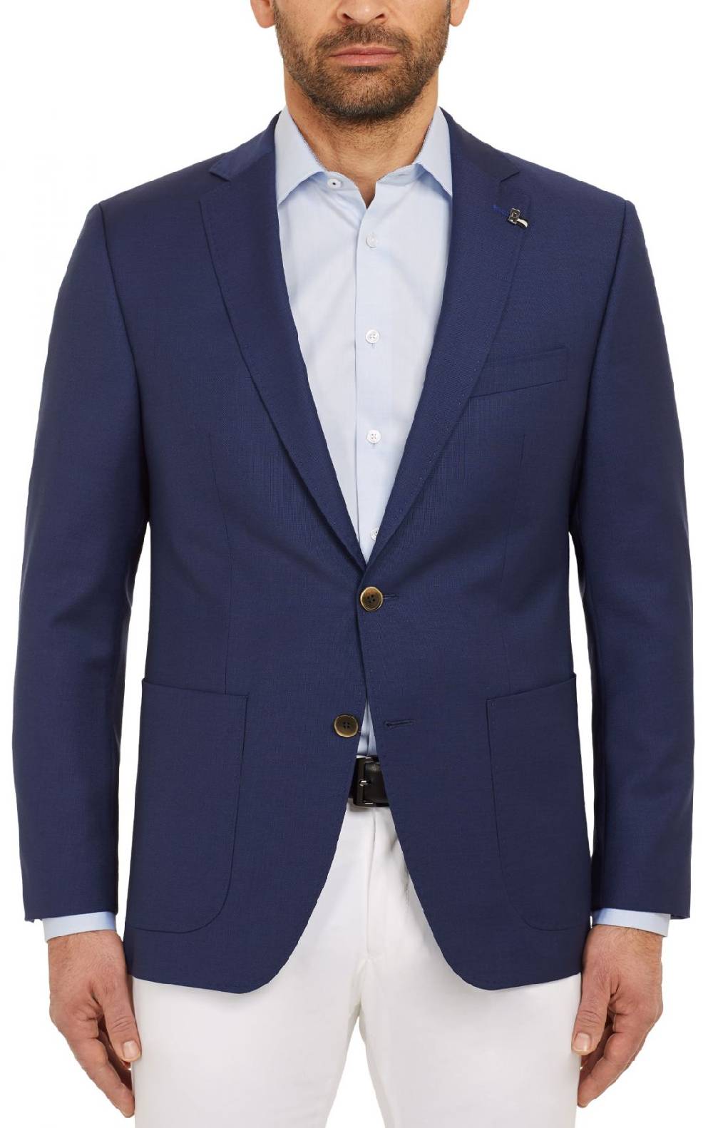 Digel Giacca blu marine digel in pura lana vergine marzotto con tasche a toppa
