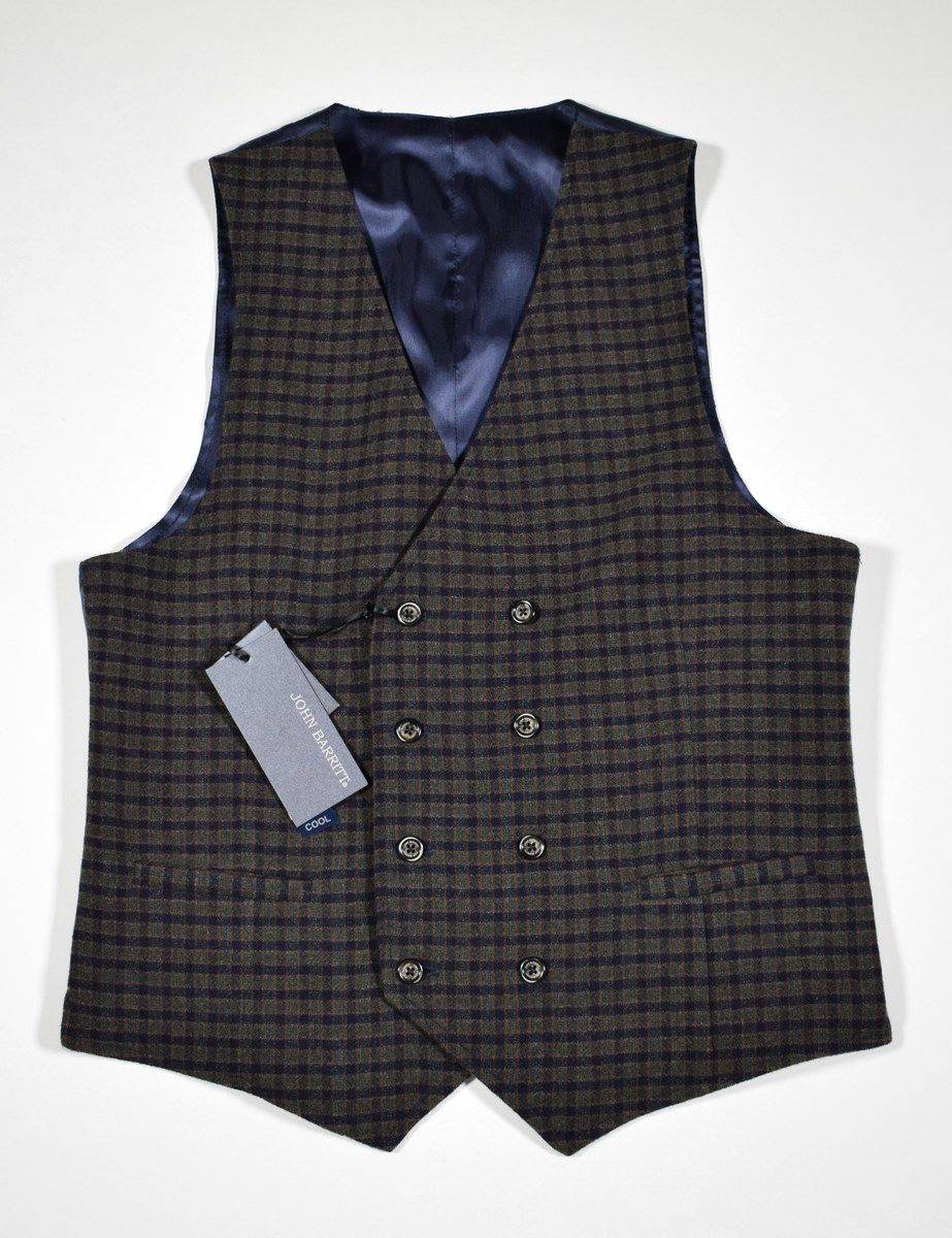 John Barritt Gilet john barritt doppio petto slim fit fantasia a quadri blu verde Presa