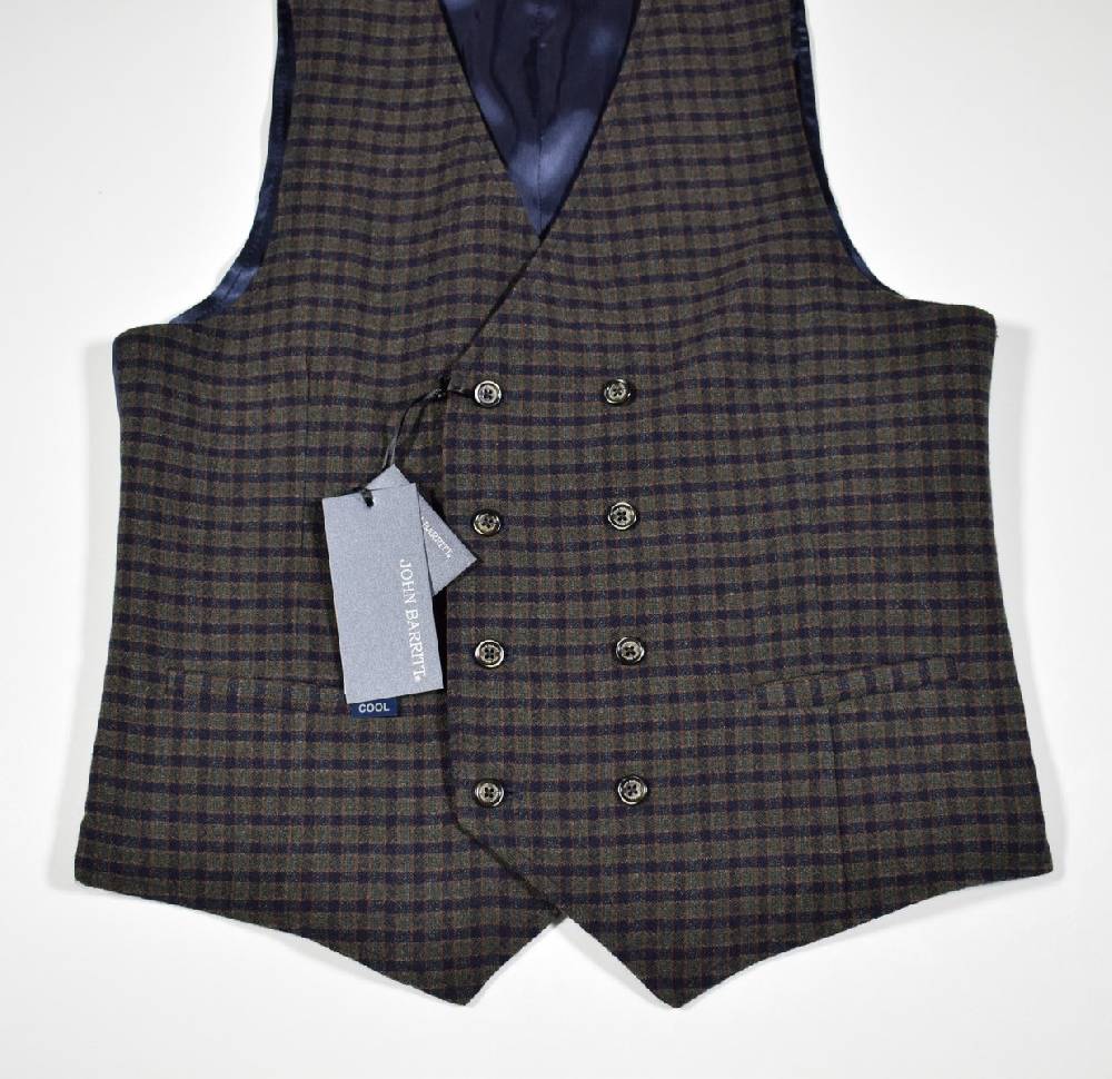 John Barritt Gilet john barritt doppio petto slim fit fantasia a quadri blu verde Presa
