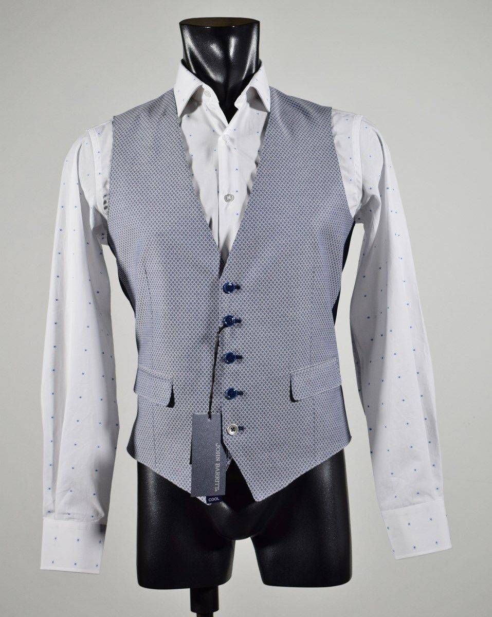 John Barritt Gilet in cotone stretch john barritt micro fantasia blu Outlet