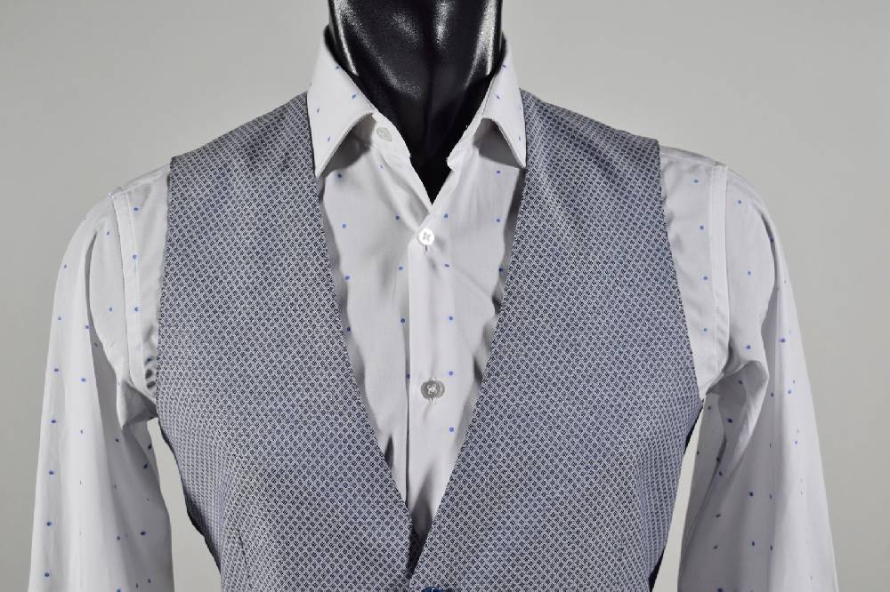 John Barritt Gilet in cotone stretch john barritt micro fantasia blu Outlet