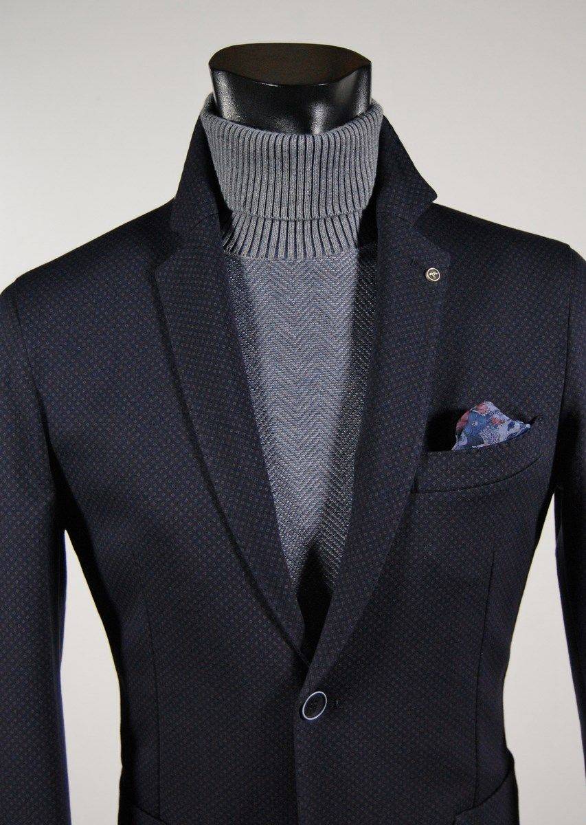 Falko Rosso Giacca blazer sfoderato micro fantasia blu falko rosso Saldi