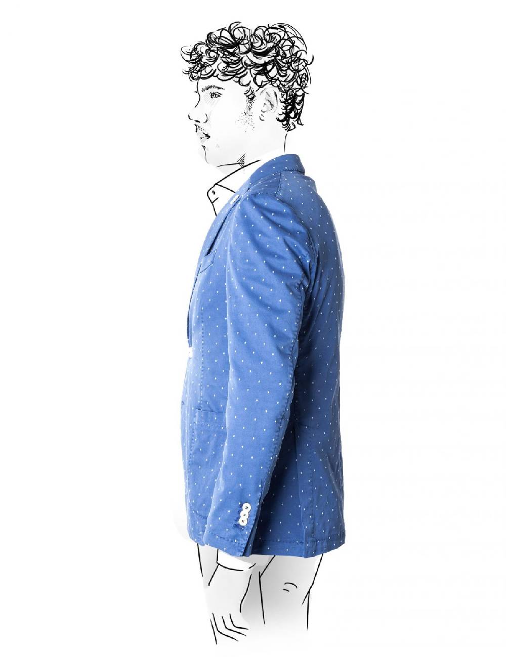 Fradi Giacca slim fit sfoderata fradi in cotone stretch a pois due colori Saldi Di Fabbrica