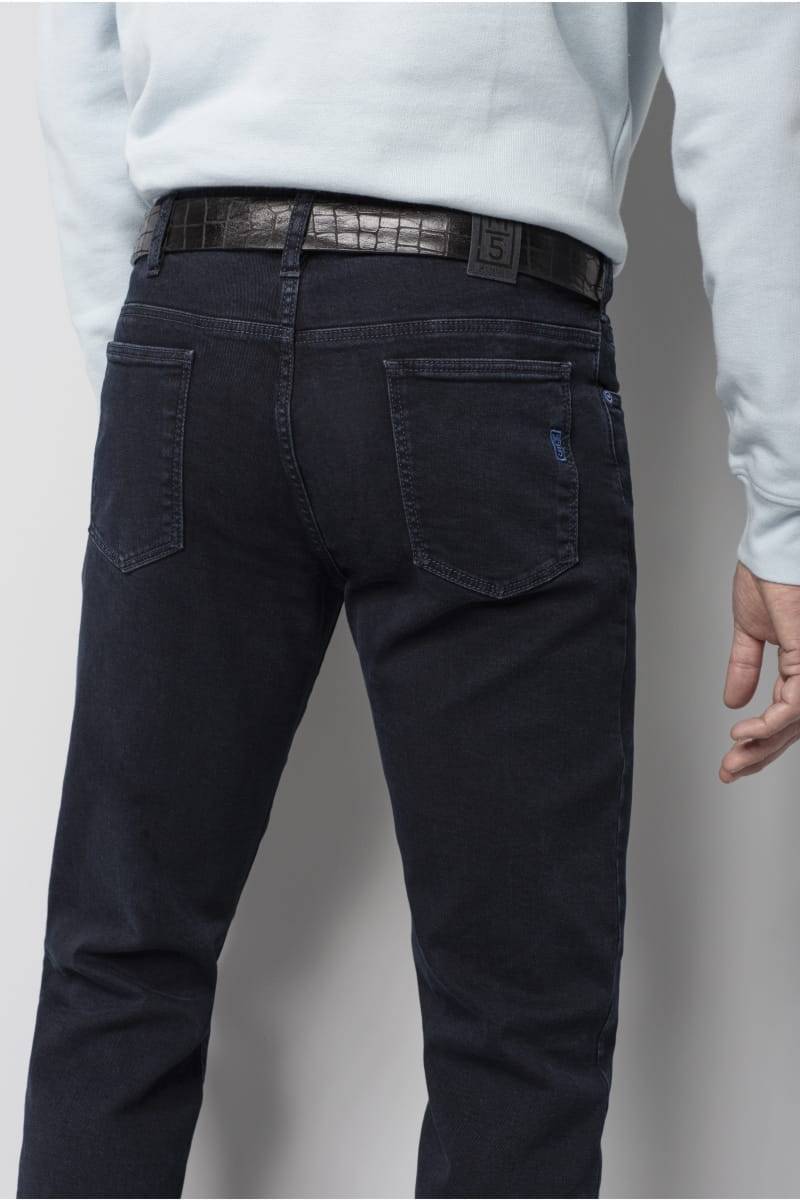 Meyer Jeans blu stone washed regular fit denim stretch bio m5 Moda