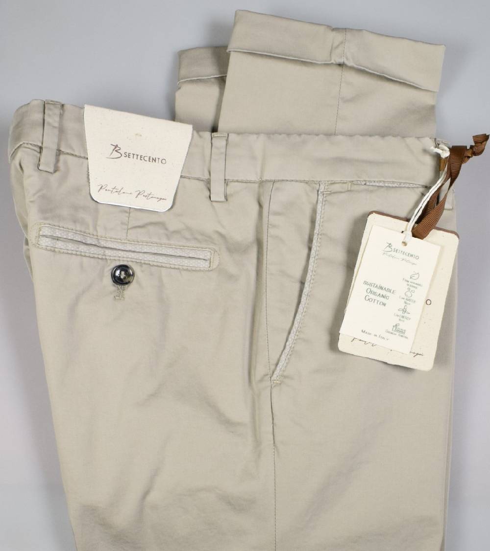 B Settecento Pantalone beige b700 in cotone raso stretch slim fit Outlet