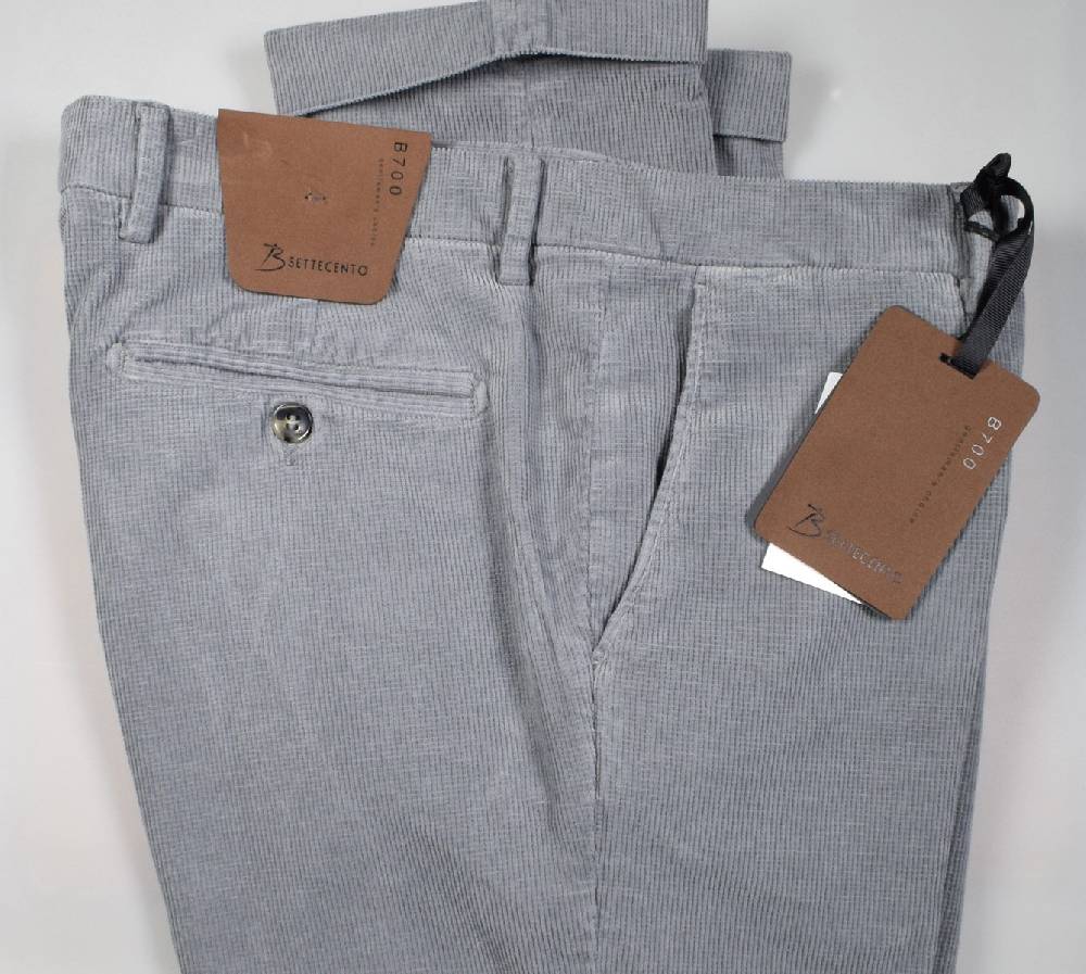 B Settecento Pantalone grigio chiaro bsettecento in velluto stretch armaturato slim fit Saldi