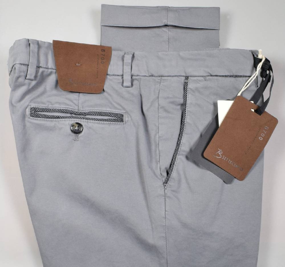 B Settecento Pantalone grigio chiaro bsettecento in cotone raso stretch slim fit Hotsell